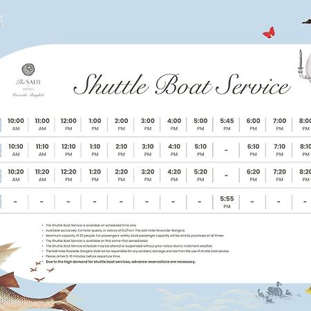 The Salil Hotel Riverside Bangkok Exterior photo Shuttle boat service timetable